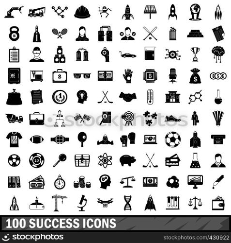 100 success icons set in simple style for any design vector illustration. 100 success icons set, simple style