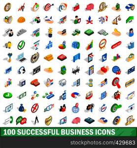 100 successful business icons set in isometric 3d style for any design vector illustration. 100 successful business icons set, isometric style