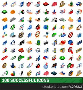 100 successful icons set in isometric 3d style for any design vector illustration. 100 successful icons set, isometric 3d style