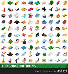 100 sunshine icons set in isometric 3d style for any design vector illustration. 100 sunshine icons set, isometric 3d style