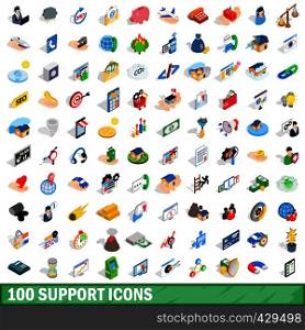 100 support icons set in isometric 3d style for any design vector illustration. 100 support icons set, isometric 3d style