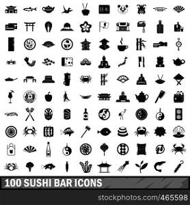 100 sushi bar icons set in simple style for any design vector illustration. 100 sushi bar icons set, simple style