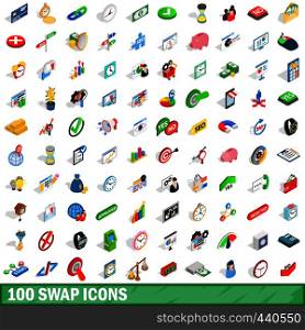 100 swap icons set in isometric 3d style for any design vector illustration. 100 swap icons set, isometric 3d style