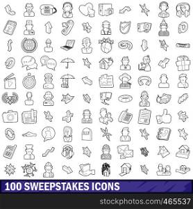 100 sweepstakes icons set in outline style for any design vector illustration. 100 sweepstakes icons set, outline style