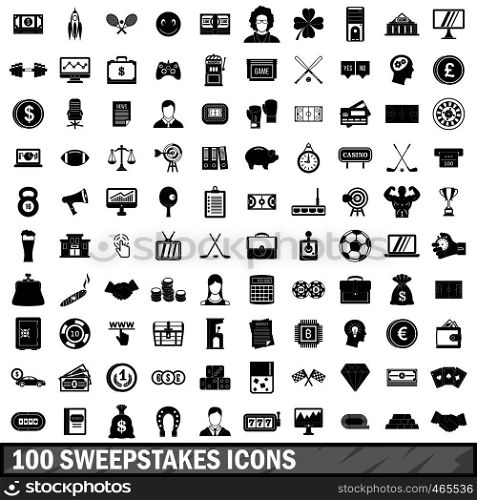 100 sweepstakes icons set in simple style for any design vector illustration. 100 sweepstakes icons set, simple style