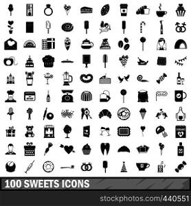 100 sweets icons set in simple style for any design vector illustration. 100 sweets icons set, simple style