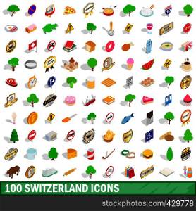 100 switzerland icons set in isometric 3d style for any design vector illustration. 100 switzerland icons set, isometric 3d style