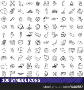 100 symbol icons set in outline style for any design vector illustration. 100 symbol icons set, outline style