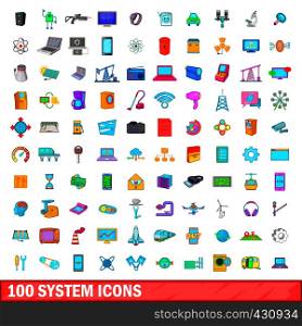 100 system icons set in cartoon style for any design vector illustration. 100 system icons set, cartoon style