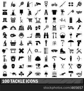 100 tackle icons set in simple style for any design vector illustration. 100 tackle icons set, simple style