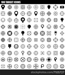 100 target icon set. Simple set of 100 target vector icons for web design isolated on white background. 100 target icon set, simple style