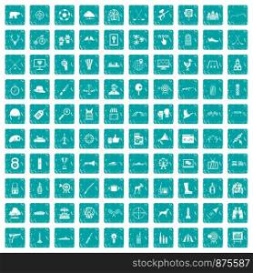 100 target icons set in grunge style blue color isolated on white background vector illustration. 100 target icons set grunge blue