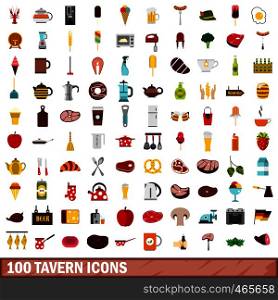 100 tavern icons set in flat style for any design vector illustration. 100 tavern icons set, flat style