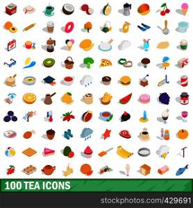 100 tea icons set in isometric 3d style for any design vector illustration. 100 tea icons set, isometric 3d style
