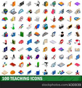 100 teaching icons set in isometric 3d style for any design vector illustration. 100 teaching icons set, isometric 3d style