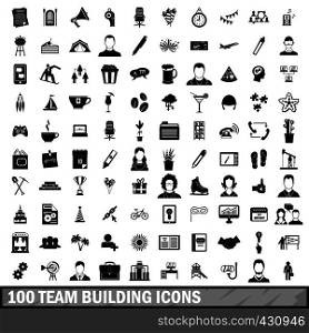 100 team building icons set in simple style for any design vector illustration. 100 team building icons set, simple style