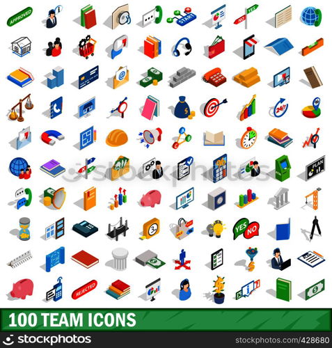 100 team icons set in isometric 3d style for any design vector illustration. 100 team icons set, isometric 3d style
