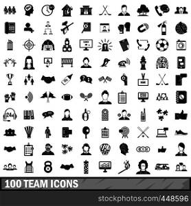 100 team icons set in simple style for any design vector illustration. 100 team icons set, simple style