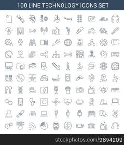 100 technology icons Royalty Free Vector Image