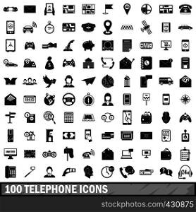 100 telephone icons set in simple style for any design vector illustration. 100 telephone icons set, simple style