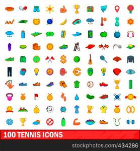 100 tennis icons set in cartoon style for any design vector illustration. 100 tennis icons set, cartoon style