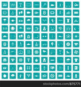 100 tennis icons set in grunge style blue color isolated on white background vector illustration. 100 tennis icons set grunge blue
