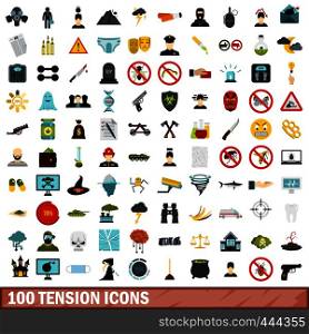 100 tension icons set in flat style for any design vector illustration. 100 tension icons set, flat style