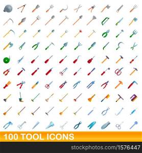 100 tool icons set. Cartoon illustration of 100 tool icons vector set isolated on white background. 100 tool icons set, cartoon style