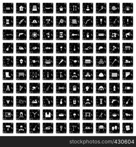 100 tools icons set in grunge style isolated vector illustration. 100 tools icons set, grunge style