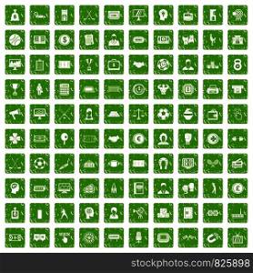 100 totalizator icons set in grunge style green color isolated on white background vector illustration. 100 totalizator icons set grunge green