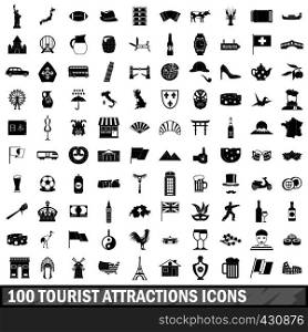 100 tourist attractions icons set in simple style for any design vector illustration. 100 tourist attractions icons set, simple style