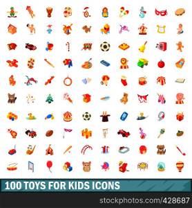 100 toys for kids icons set in cartoon style for any design vector illustration. 100 toys for kids icons set, cartoon style