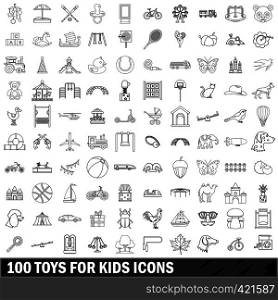 100 toys for kids icons set in outline style for any design vector illustration. 100 toys for kids icons set, outline style