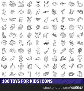 100 toys for kids icons set in outline style for any design vector illustration. 100 toys for kids cons set, outline style