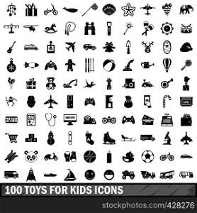 100 toys for kids icons set in simple style for any design vector illustration. 100 toys for kids icons set, simple style