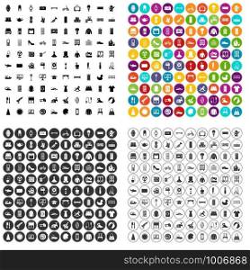100 trade exhibition icons set vector in 4 variant for any web design isolated on white. 100 trade exhibition icons set vector variant