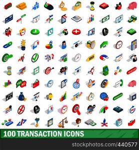 100 transaction icons set in isometric 3d style for any design vector illustration. 100 transaction icons set, isometric 3d style