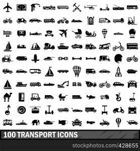 100 transport icons set in simple style for any design vector illustration. 100 transport icons set, simple style