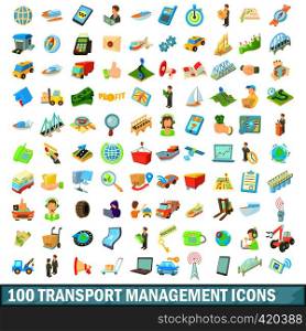 100 transport management set in cartoon style for any design vector illustration. 100 transport management icons set, cartoon style