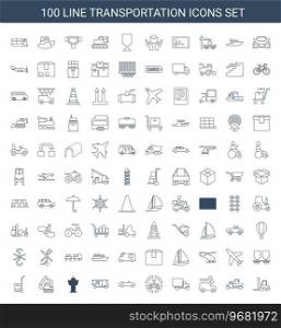100 transportation icons Royalty Free Vector Image