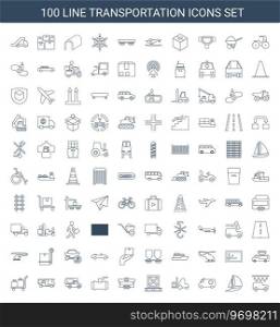 100 transportation icons Royalty Free Vector Image