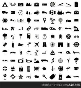 100 Travel Icons set in simple style for any design. 100 Travel Icons set, simple style