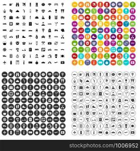 100 travel time icons set vector in 4 variant for any web design isolated on white. 100 travel time icons set vector variant