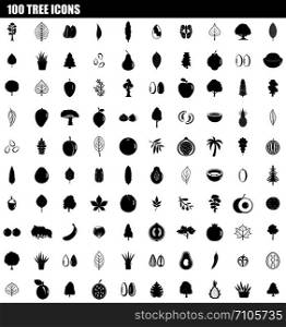 100 tree icon set. Simple set of 100 tree vector icons for web design isolated on white background. 100 tree icon set, simple style