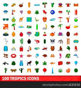 100 tropics icons set in cartoon style for any design vector illustration. 100 tropics icons set, cartoon style