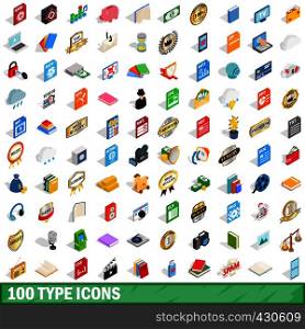100 type icons set in isometric 3d style for any design vector illustration. 100 type icons set, isometric 3d style