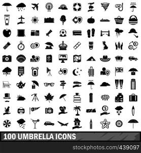 100 umbrella icons set in simple style for any design vector illustration. 100 umbrella icons set, simple style