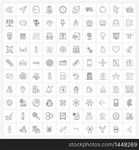 100 Universal Icons Pixel Perfect Symbols of astrology, time, circle, clock, science Vector Illustration