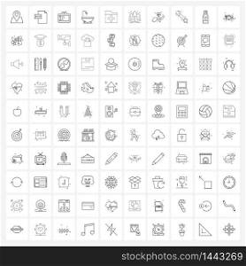 100 Universal Icons Pixel Perfect Symbols of hospital documents, folder, camera, shower, bathroom Vector Illustration