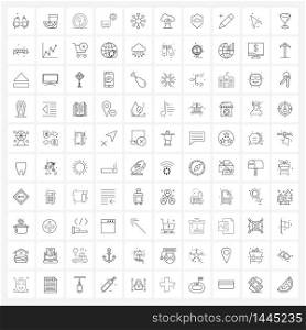 100 Universal Icons Pixel Perfect Symbols of internet, board, energy, setting, presentation Vector Illustration